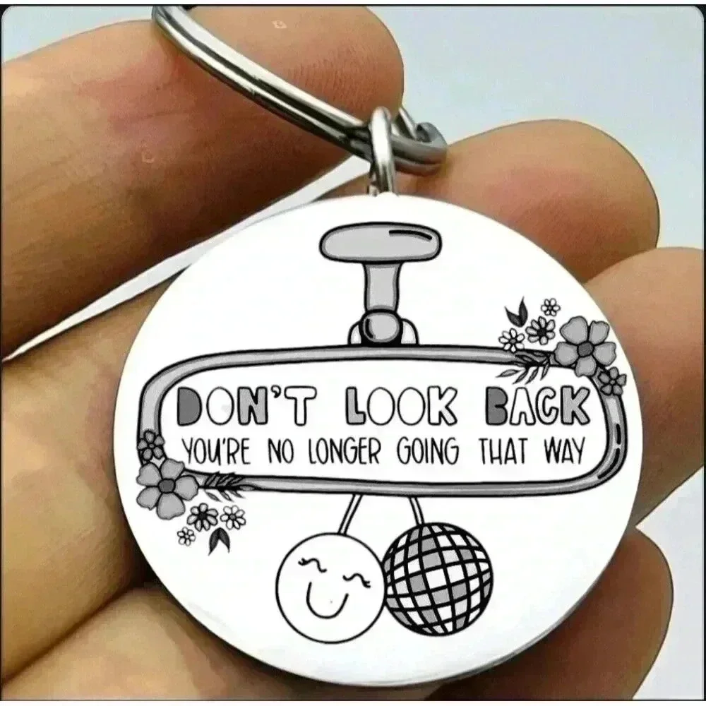 Auto Car Rear Mirror Don't Look Back Smile Emoji Disco Ball Inspiration Keychain